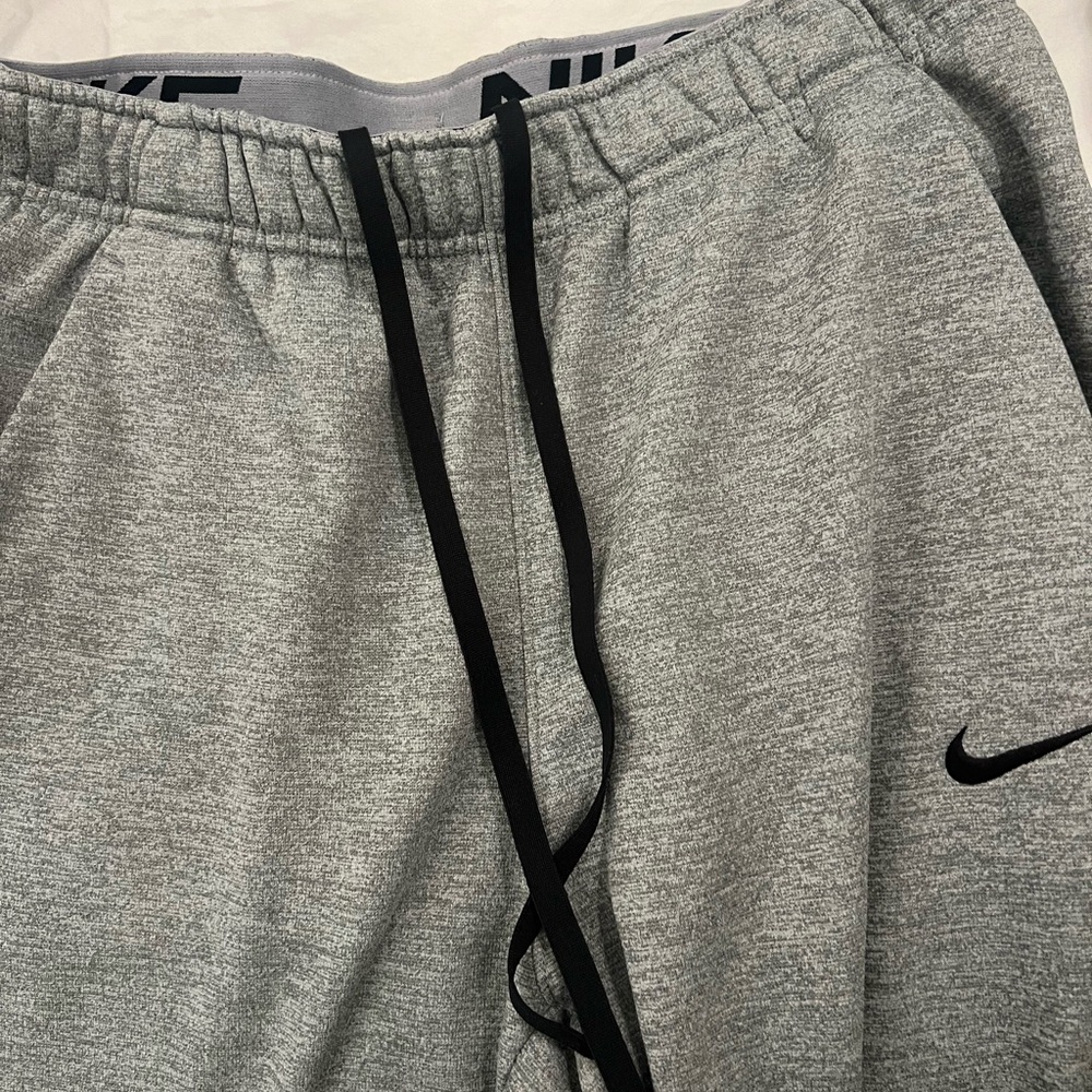 Nike Heather Gray Joggers with Black Swoosh- Therma Fit